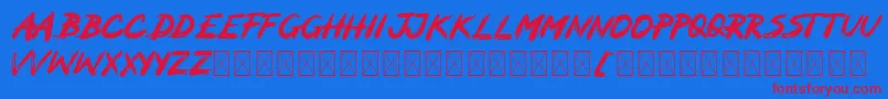 MOCKER Font – Red Fonts on Blue Background