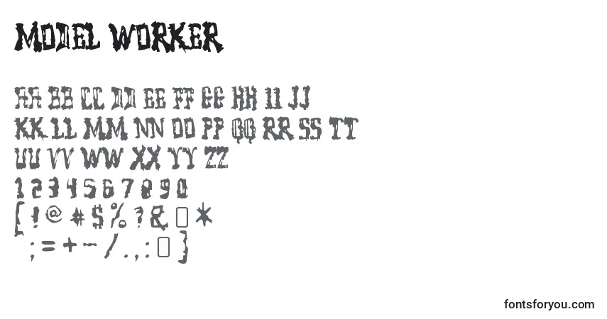 Schriftart Model worker – Alphabet, Zahlen, spezielle Symbole