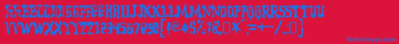 model worker Font – Blue Fonts on Red Background