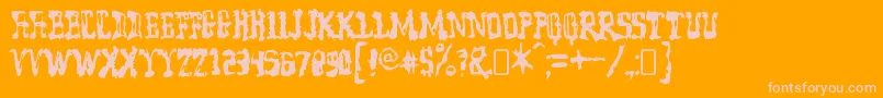 model worker-Schriftart – Rosa Schriften auf orangefarbenem Hintergrund