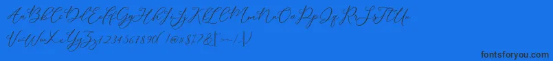 Modennta-Schriftart – Schwarze Schriften auf blauem Hintergrund