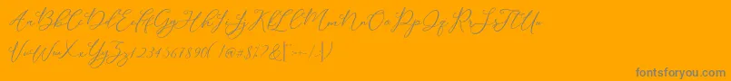 Modennta-Schriftart – Graue Schriften auf orangefarbenem Hintergrund