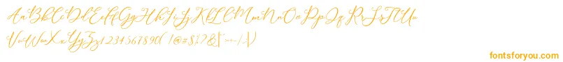 Modennta-Schriftart – Orangefarbene Schriften auf weißem Hintergrund