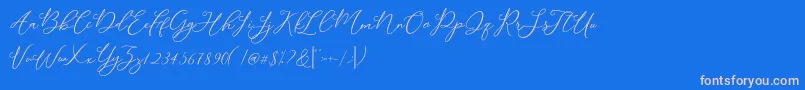 Modennta-Schriftart – Rosa Schriften auf blauem Hintergrund