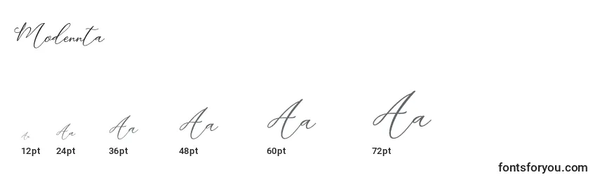 Modennta (134587) Font Sizes