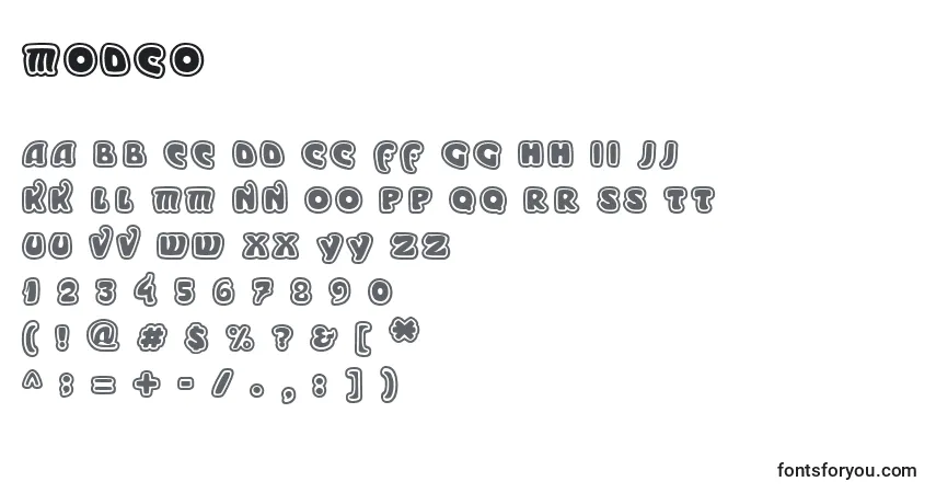 Шрифт MODEO    (134588) – алфавит, цифры, специальные символы
