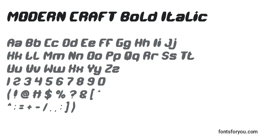 Czcionka MODERN CRAFT Bold Italic – alfabet, cyfry, specjalne znaki