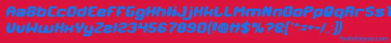 MODERN CRAFT Bold Italic-Schriftart – Blaue Schriften auf rotem Hintergrund