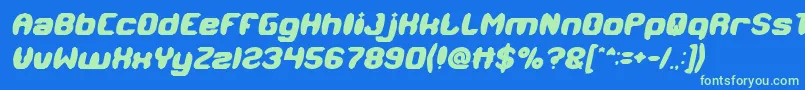 Fonte MODERN CRAFT Bold Italic – fontes verdes em um fundo azul