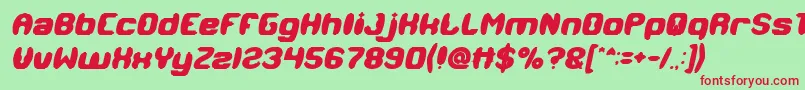 Fonte MODERN CRAFT Bold Italic – fontes vermelhas em um fundo verde