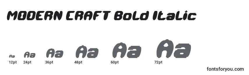 Tamanhos de fonte MODERN CRAFT Bold Italic