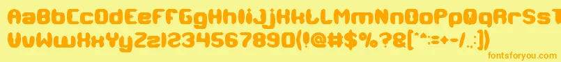 フォントMODERN CRAFT Bold – オレンジの文字が黄色の背景にあります。