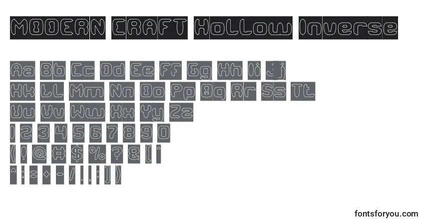 Fuente MODERN CRAFT Hollow Inverse - alfabeto, números, caracteres especiales