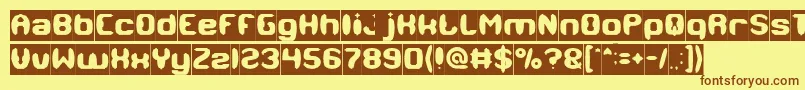 フォントMODERN CRAFT Inverse – 茶色の文字が黄色の背景にあります。