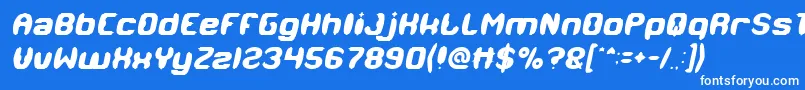 フォントMODERN CRAFT Italic – 青い背景に白い文字