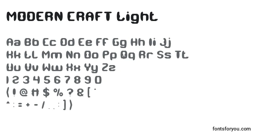 Schriftart MODERN CRAFT Light – Alphabet, Zahlen, spezielle Symbole