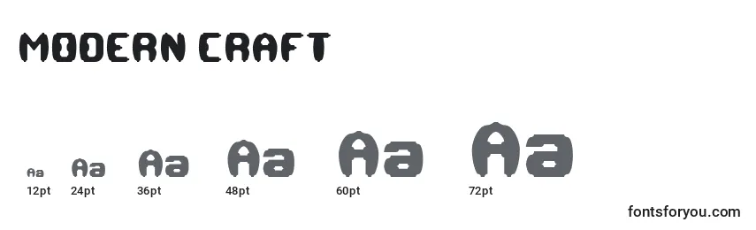 Размеры шрифта MODERN CRAFT