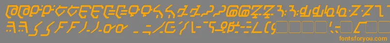 フォントModern Destronic Italic – オレンジの文字は灰色の背景にあります。