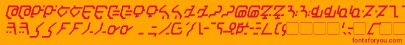 フォントModern Destronic Italic – オレンジの背景に赤い文字