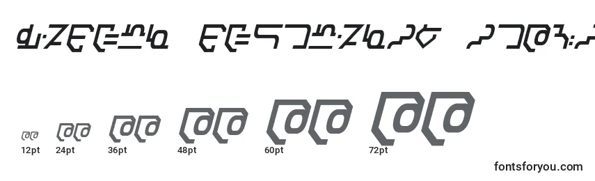 Größen der Schriftart Modern Destronic Italic