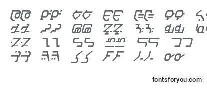 Überblick über die Schriftart Modern Destronic Italic