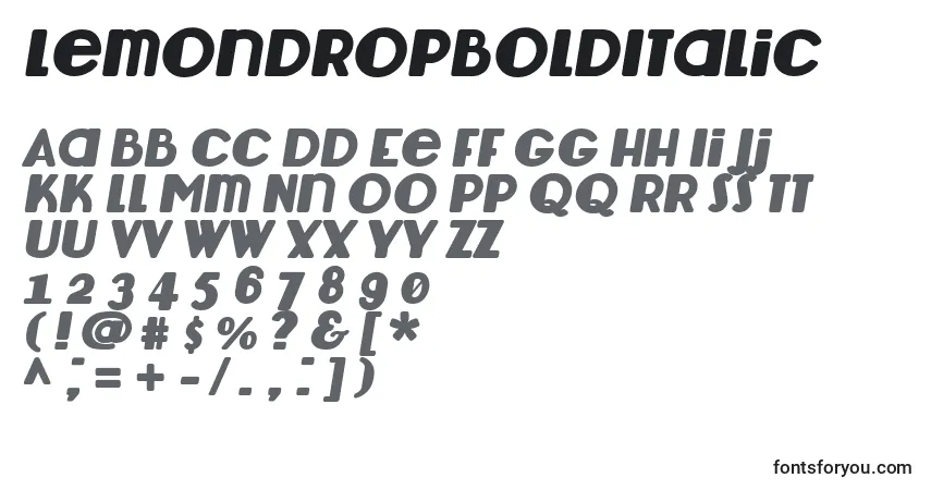 LemondropBoldItalic Font – alphabet, numbers, special characters