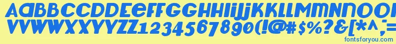 Czcionka LemondropBoldItalic – niebieskie czcionki na żółtym tle