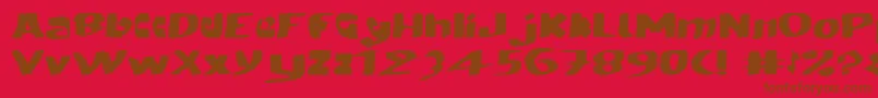 フォントMODERN hand fraktur – 赤い背景に茶色の文字