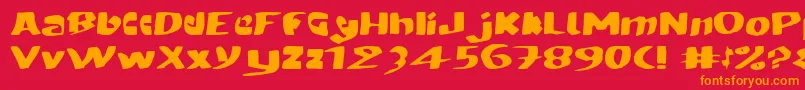 フォントMODERN hand fraktur – 赤い背景にオレンジの文字