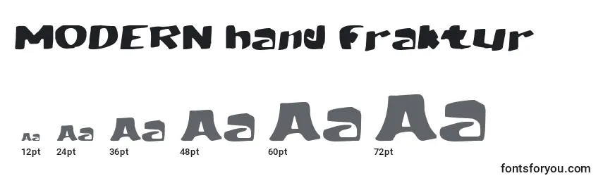 MODERN hand fraktur-fontin koot
