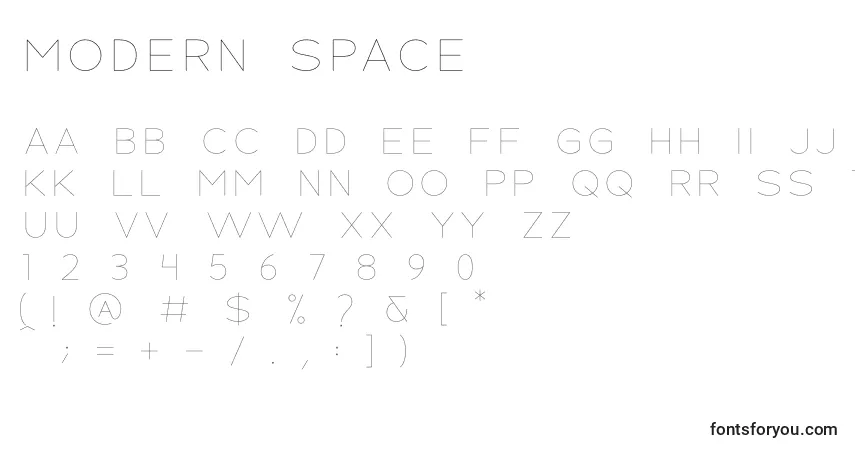 MODERN SPACE-fontti – aakkoset, numerot, erikoismerkit