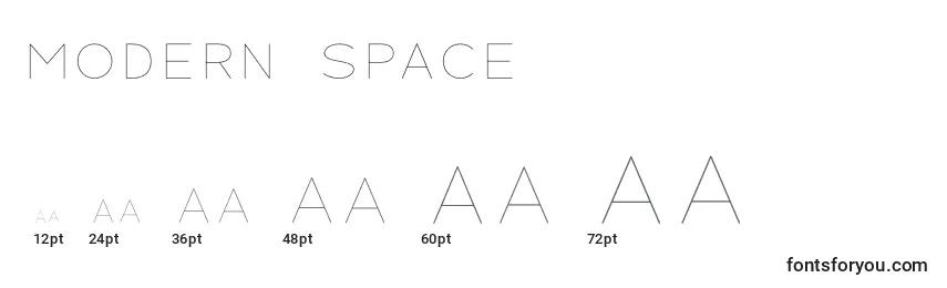 Размеры шрифта MODERN SPACE