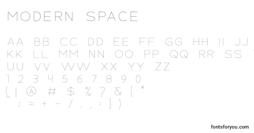Fuente MODERN SPACE (134603) - alfabeto, números, caracteres especiales