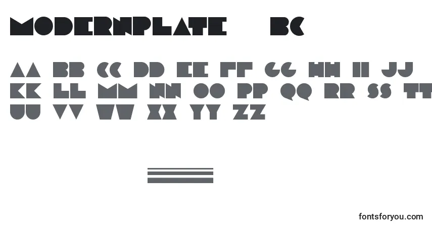 Czcionka ModernPlate   BC – alfabet, cyfry, specjalne znaki