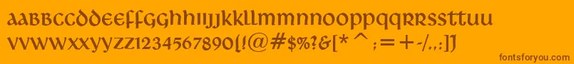 DeutscheUncialis-fontti – ruskeat fontit oranssilla taustalla