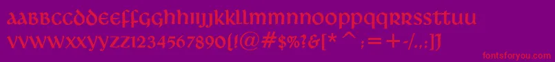 Czcionka DeutscheUncialis – czerwone czcionki na fioletowym tle