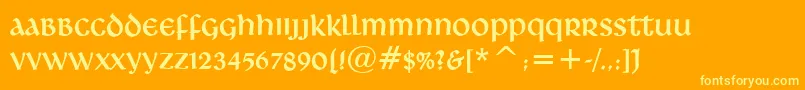 Czcionka DeutscheUncialis – żółte czcionki na pomarańczowym tle