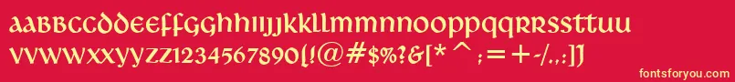 DeutscheUncialis Font – Yellow Fonts on Red Background