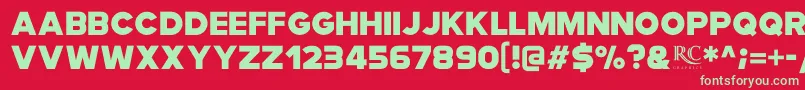 Modia NonCommercial-Schriftart – Grüne Schriften auf rotem Hintergrund