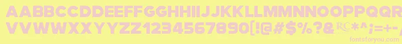 Modia NonCommercial-fontti – vaaleanpunaiset fontit keltaisella taustalla