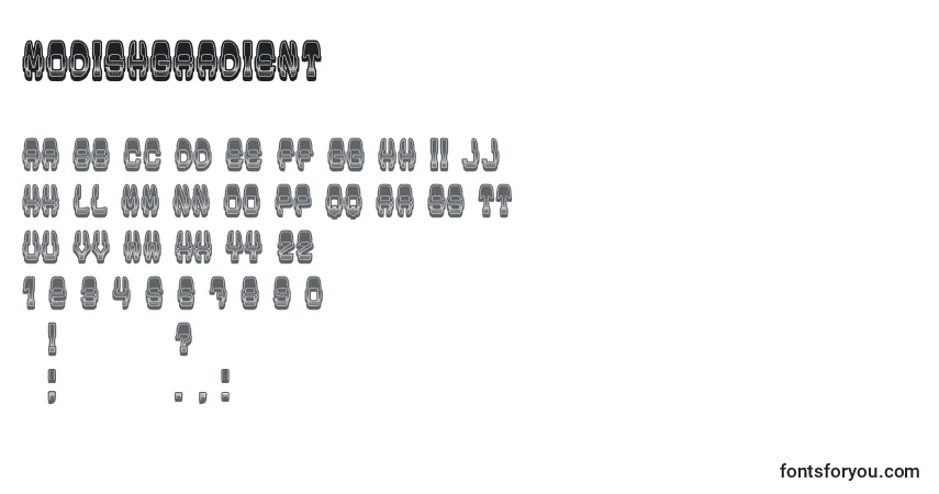 Czcionka ModishGradient – alfabet, cyfry, specjalne znaki