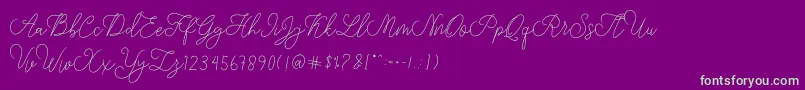 Fonte modista script – fontes verdes em um fundo violeta