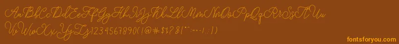 modista script Font – Orange Fonts on Brown Background