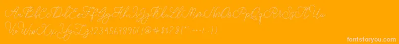 modista script-Schriftart – Rosa Schriften auf orangefarbenem Hintergrund