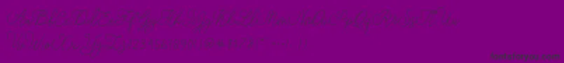 modista script-Schriftart – Schwarze Schriften auf violettem Hintergrund