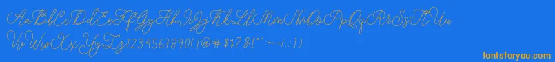 Fonte modista script – fontes laranjas em um fundo azul