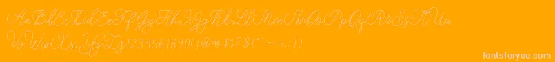 modista script-Schriftart – Rosa Schriften auf orangefarbenem Hintergrund