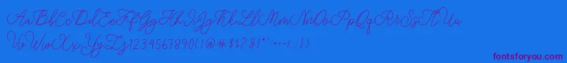 Fonte modista script – fontes roxas em um fundo azul