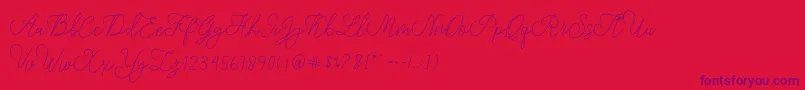 modista script-Schriftart – Violette Schriften auf rotem Hintergrund