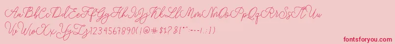 modista script-Schriftart – Rote Schriften auf rosa Hintergrund